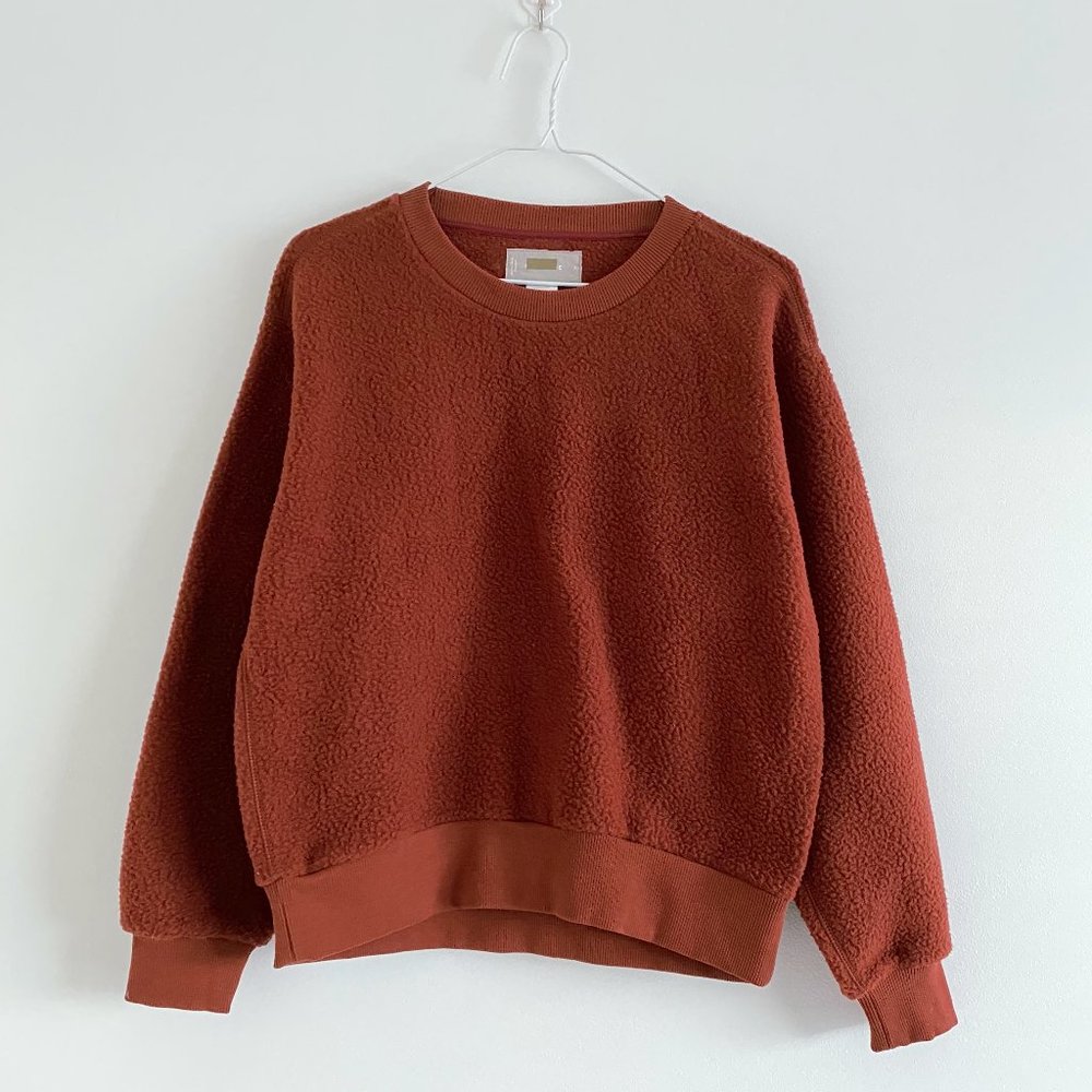 EVERLANE, NWOT, The ReNew Fleece Sweatshirt, Cinnamon Color, Size Small